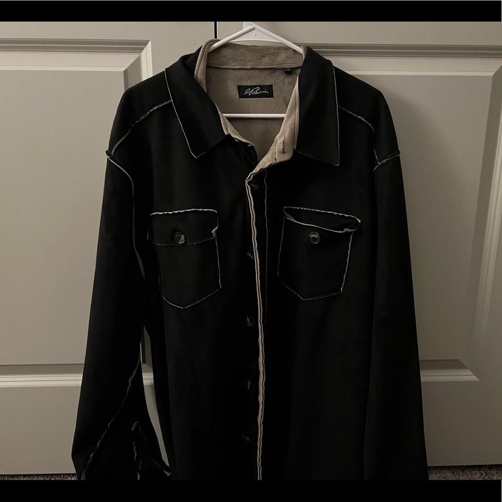 Black And Tan Designer Velvet Shirt 100% Polyester XXL
